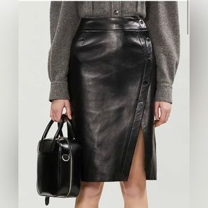 Sandro Gilna Lambskin Midi Skirt